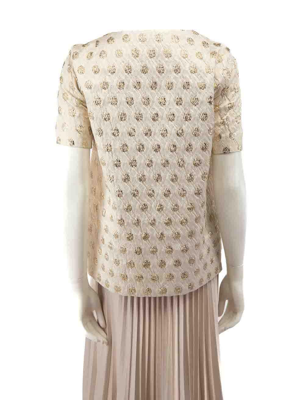 Marni Ecru Metallic Polkadot Pattern Shirt Size M In Excellent Condition For Sale In London, GB