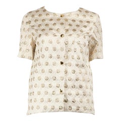 Used Marni Ecru Metallic Polkadot Pattern Shirt Size M