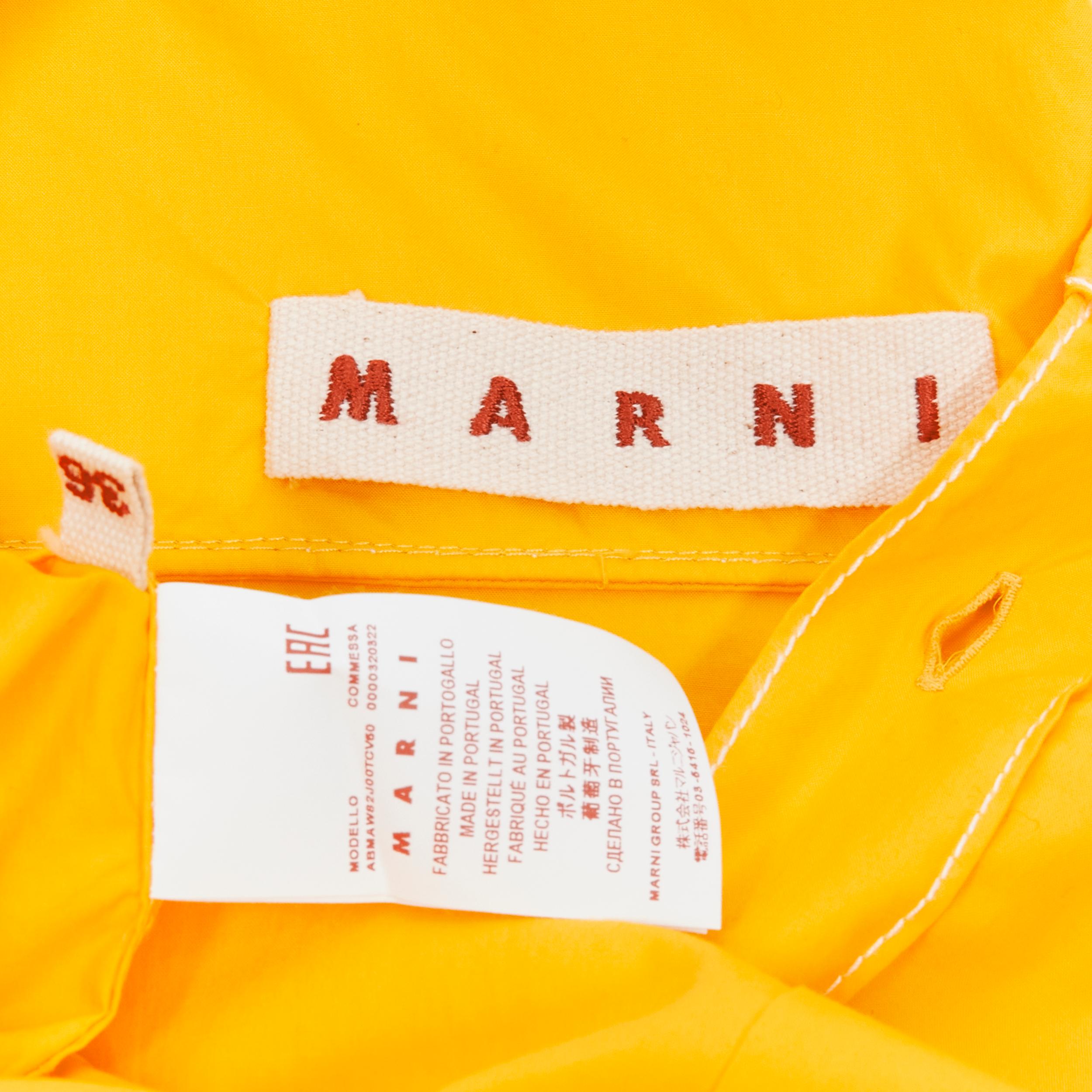 MARNI egg yolk yellow cotton spread collar knee length shirt dress IT36 XS For Sale 4