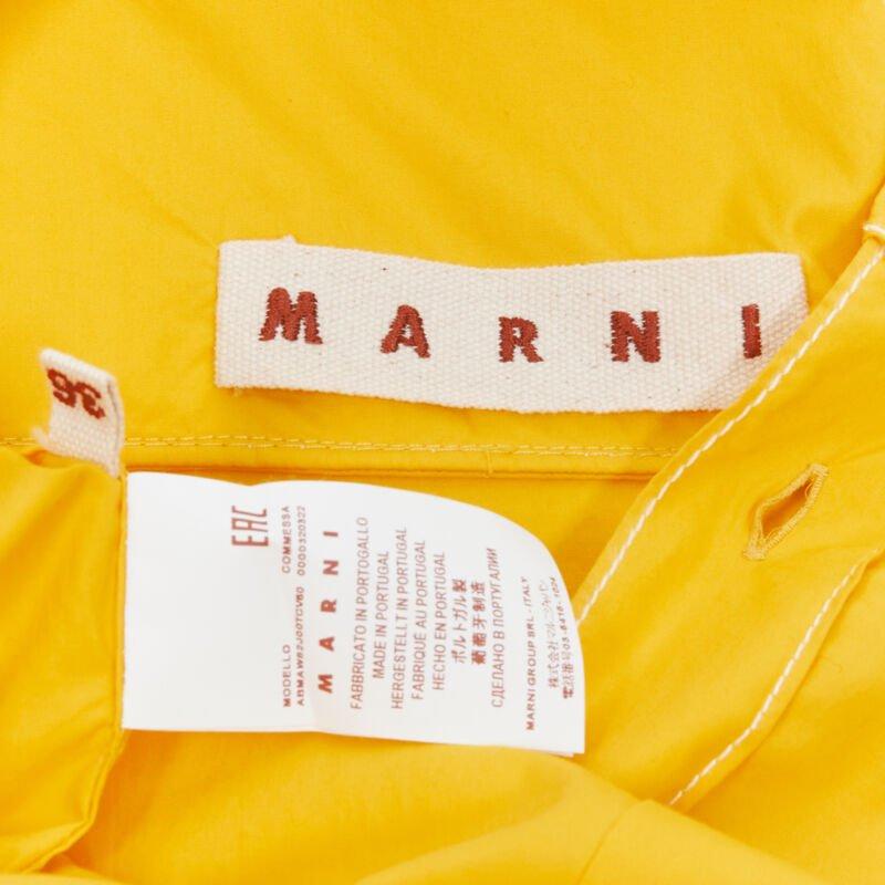 MARNI egg yolk yellow cotton spread collar knee length shirt dress IT36 XS For Sale 6