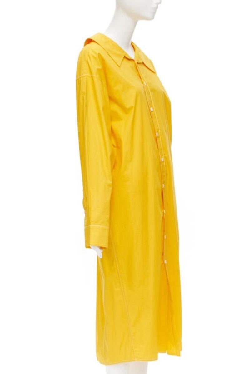 Yellow MARNI egg yolk yellow cotton spread collar knee length shirt dress IT36 XS For Sale