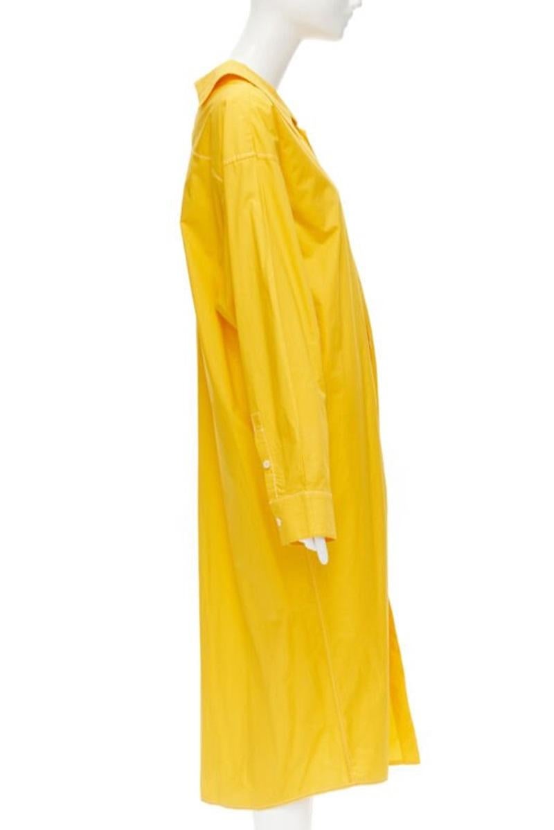MARNI egg yolk yellow cotton spread collar knee length shirt dress IT36 XS In Excellent Condition For Sale In Hong Kong, NT