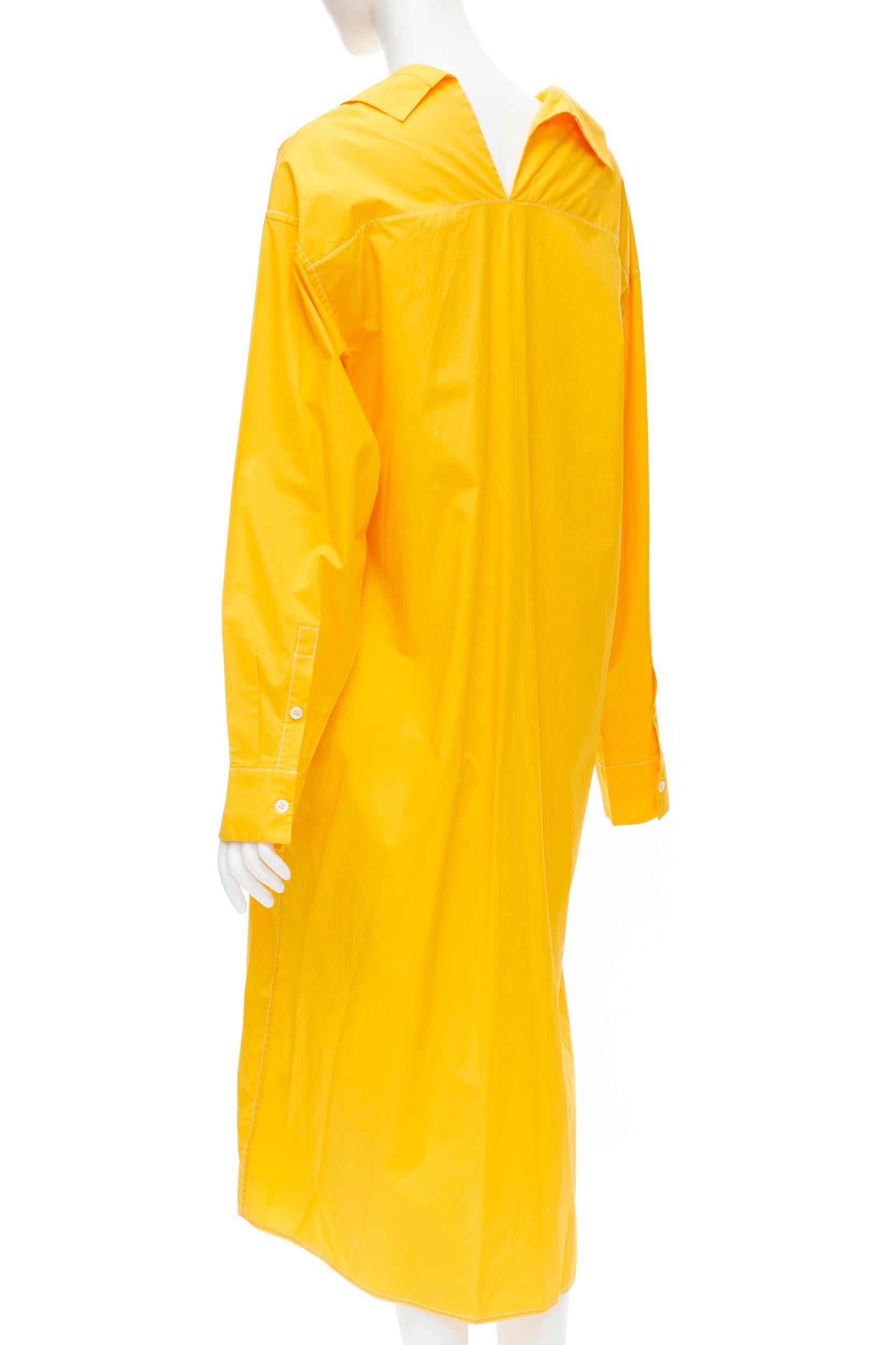 MARNI - Robe chemise à col roulé en coton jaune jaune, taille IT 36 XS en vente 1