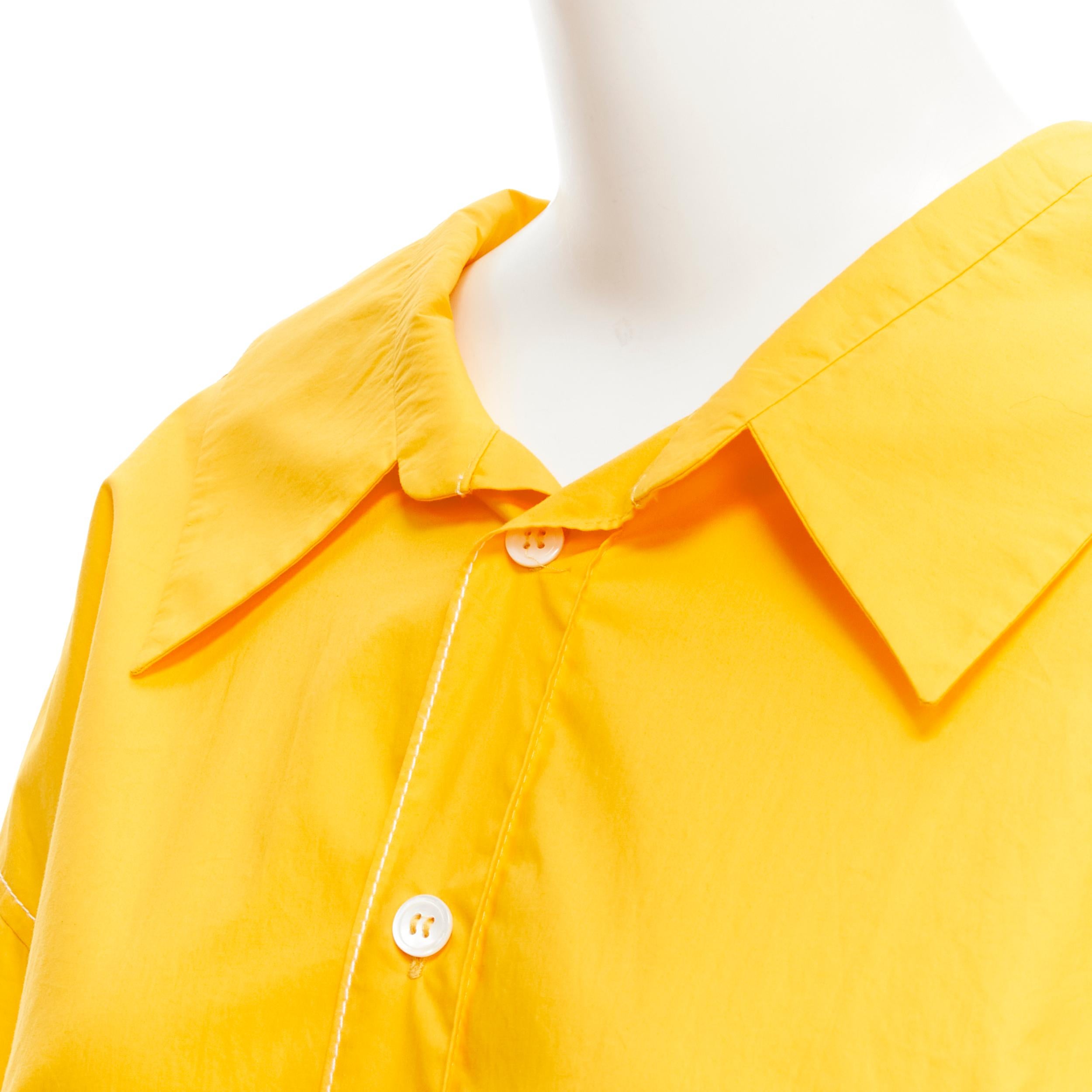 Women's MARNI egg yolk yellow cotton spread collar knee length shirt dress IT36 XS For Sale