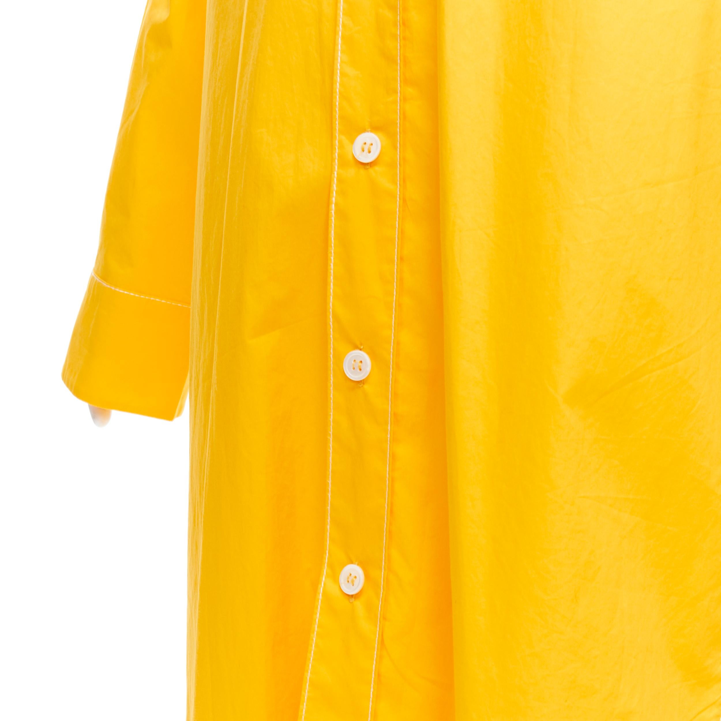 MARNI - Robe chemise à col roulé en coton jaune jaune, taille IT 36 XS en vente 3