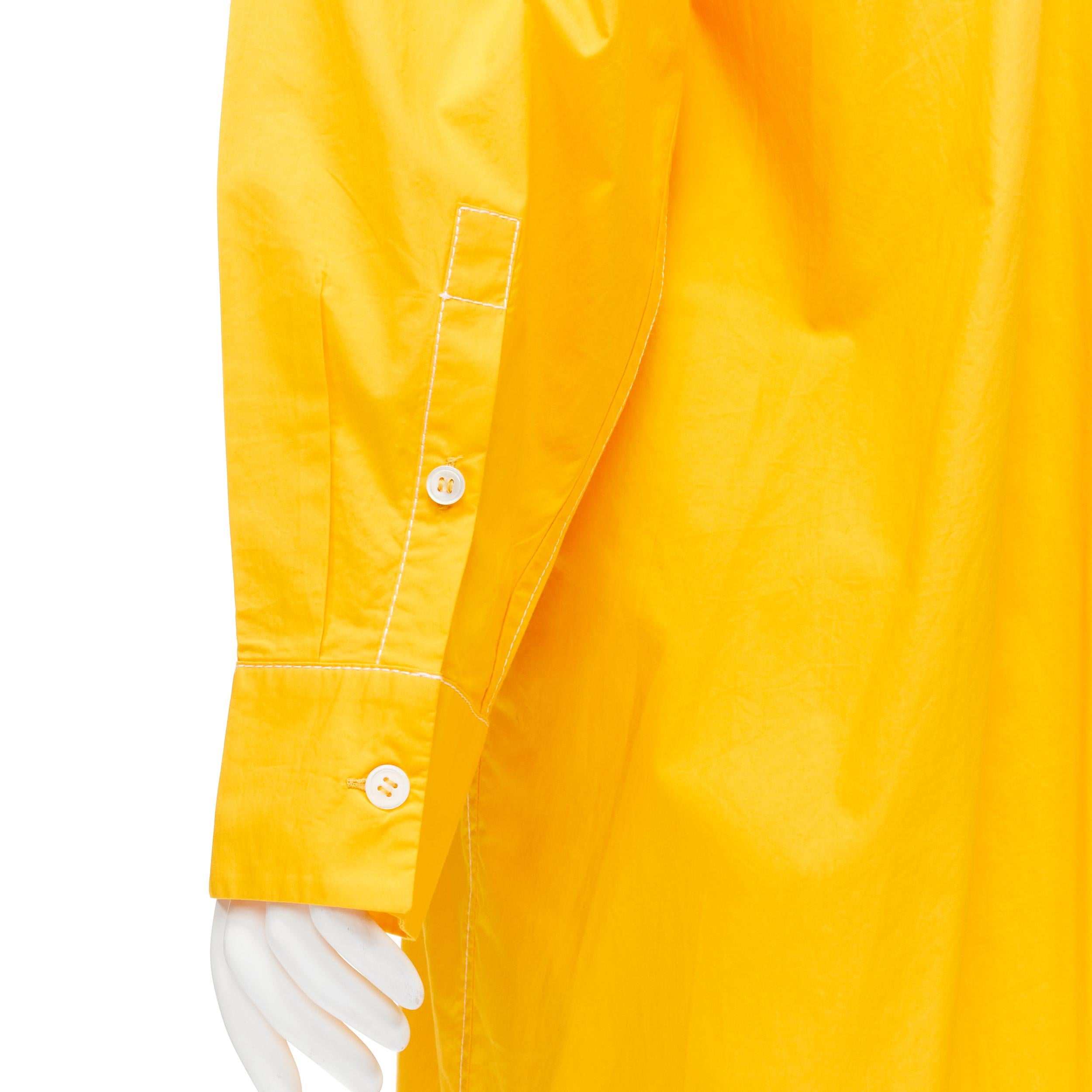 MARNI egg yolk yellow cotton spread collar knee length shirt dress IT36 XS For Sale 2