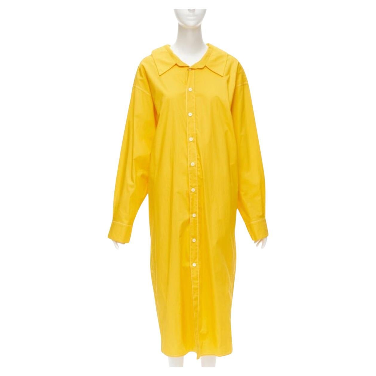 MARNI egg yolk yellow cotton spread collar knee length shirt dress IT36 XS