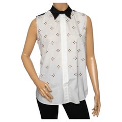 Marni Embellished Poplin Contrast Collar & Yoke Detailed Sleeveless Shirt M