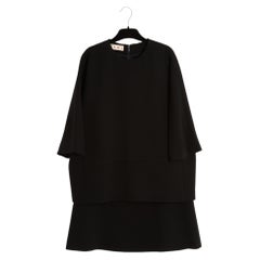 Marni Ensemble Top Jupe Oversize Noir FR38 Gonna Top Minimal in lana nera UK10 US8