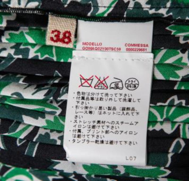 Marni - Gonna midi a pieghe in seta con stampa floreale verde felce S in vendita 6