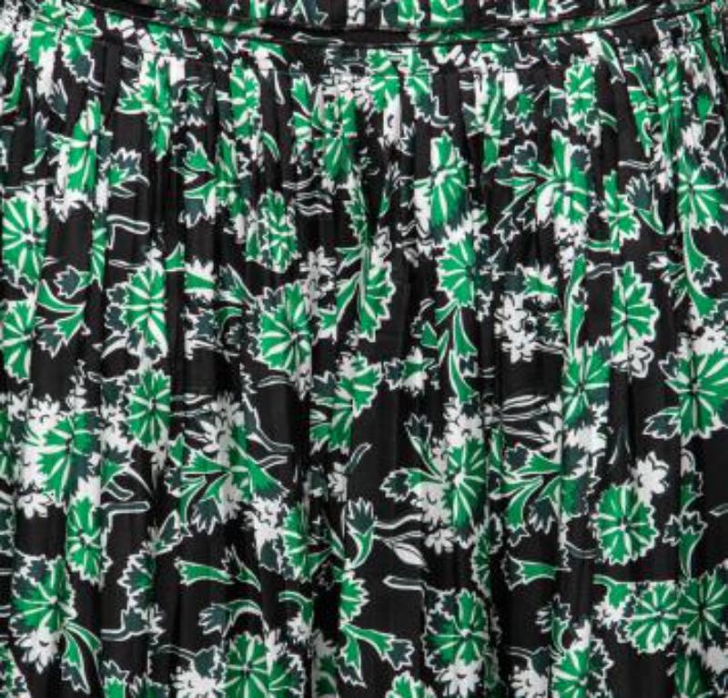 Marni - Gonna midi a pieghe in seta con stampa floreale verde felce S in vendita 4