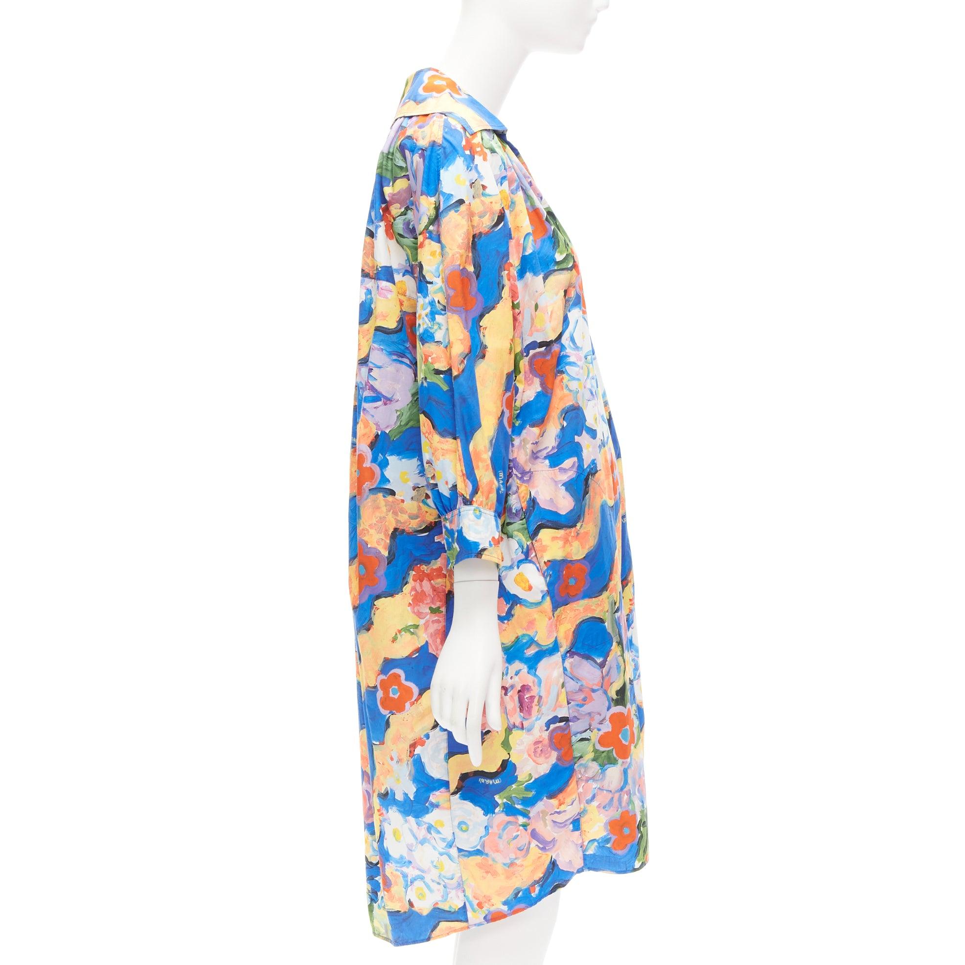 Beige MARNI Flaminia Veronesi 2022 multicolour floral paint batwing dress IT36 XS For Sale