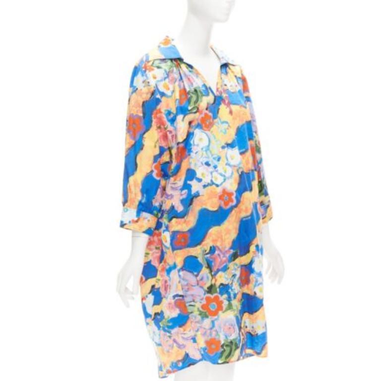 Beige MARNI Flaminia Veronesi 2022 multicolour floral paint batwing dress IT36 XS For Sale