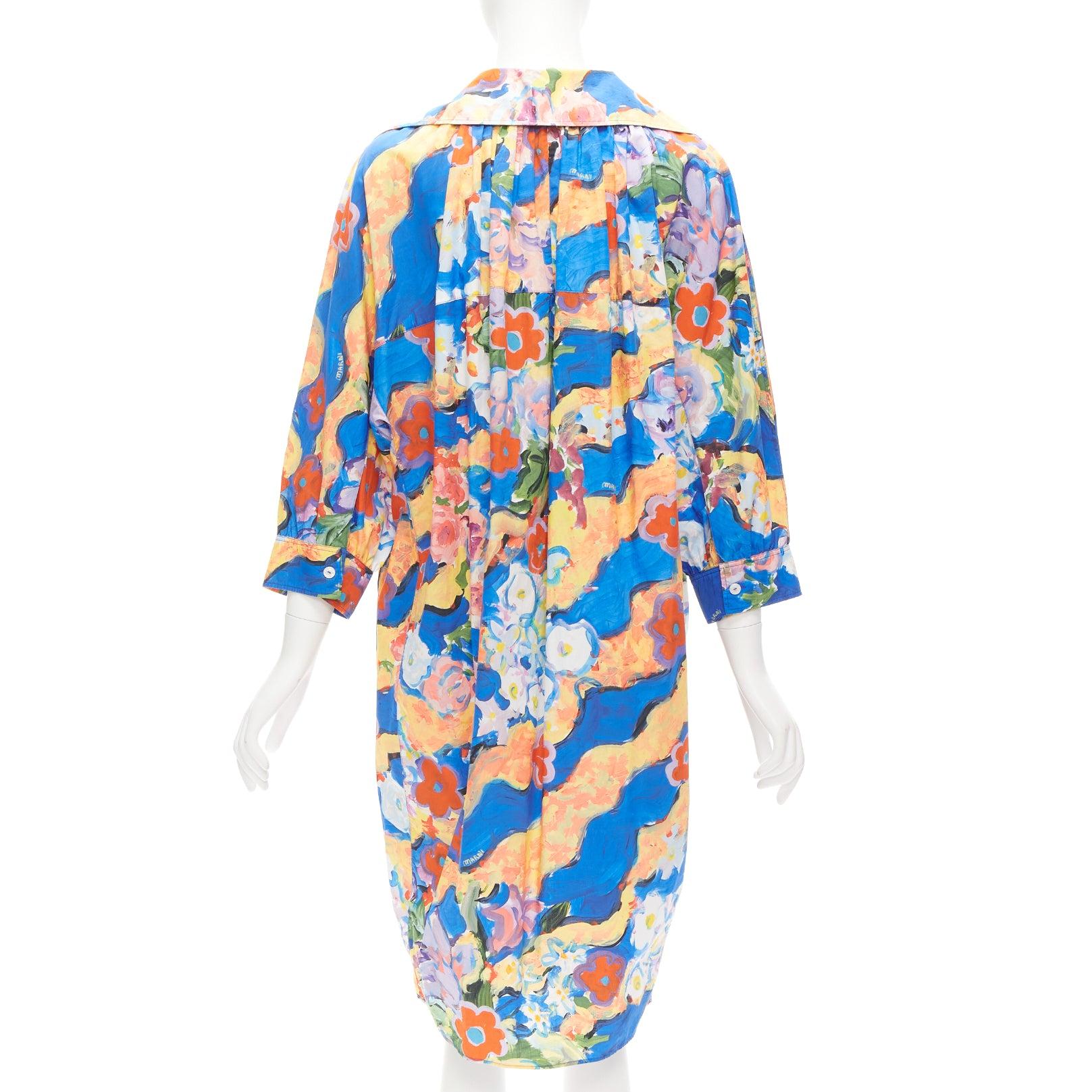MARNI Flaminia Veronesi 2022 multicolour floral paint batwing dress IT36 XS In Excellent Condition For Sale In Hong Kong, NT