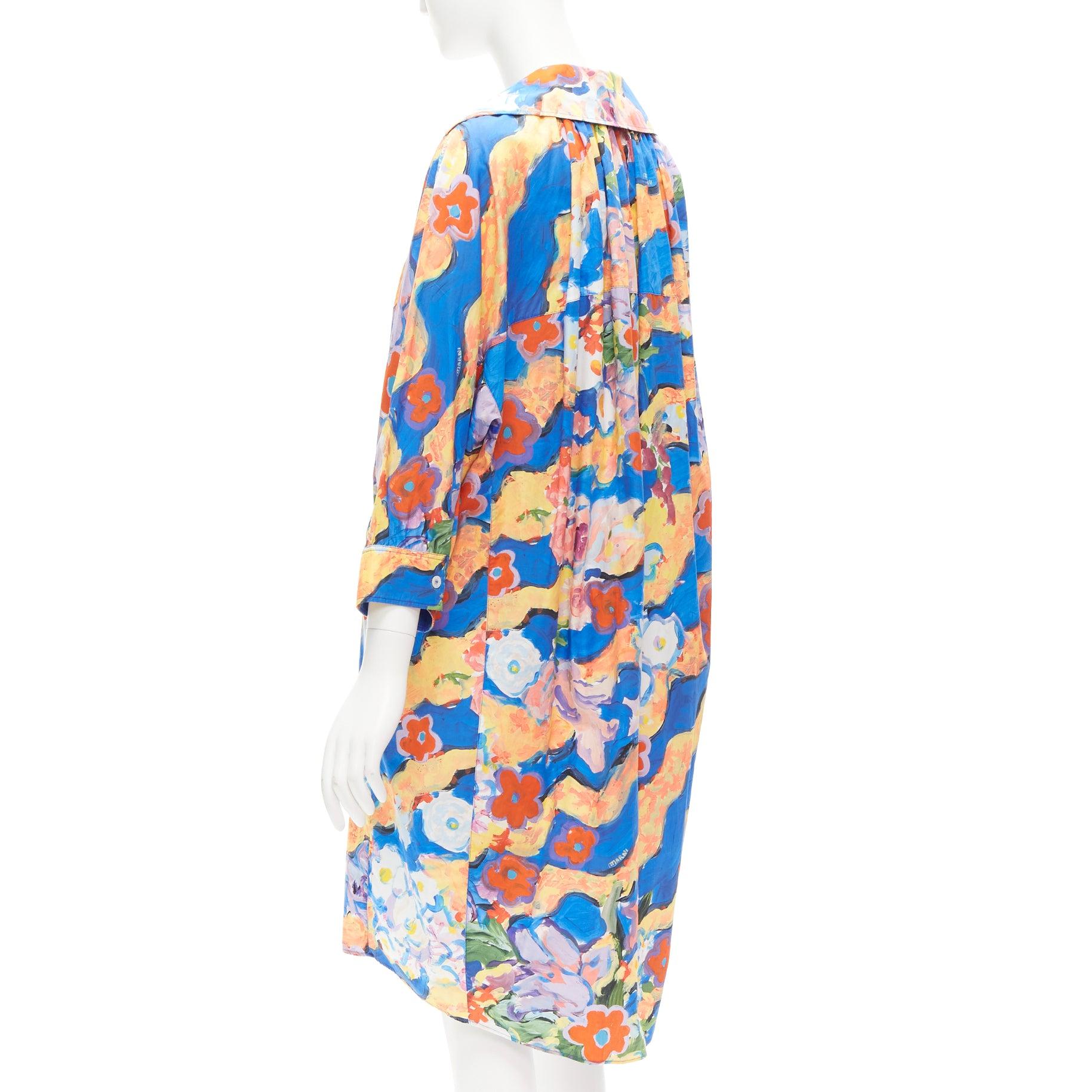 Women's MARNI Flaminia Veronesi 2022 multicolour floral paint batwing dress IT36 XS For Sale