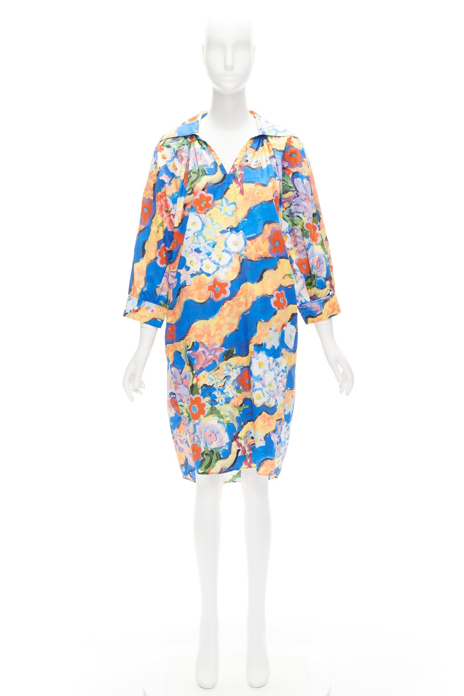 MARNI Flaminia Veronesi 2022 multicolour floral paint batwing dress IT36 XS For Sale 3