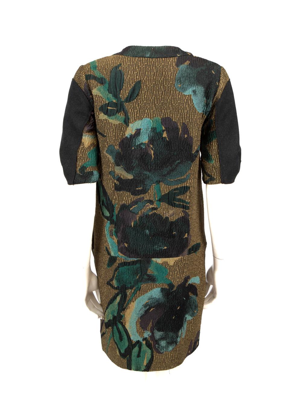 Black Marni Floral Pattern Short Sleeve Zip Dress Size S For Sale