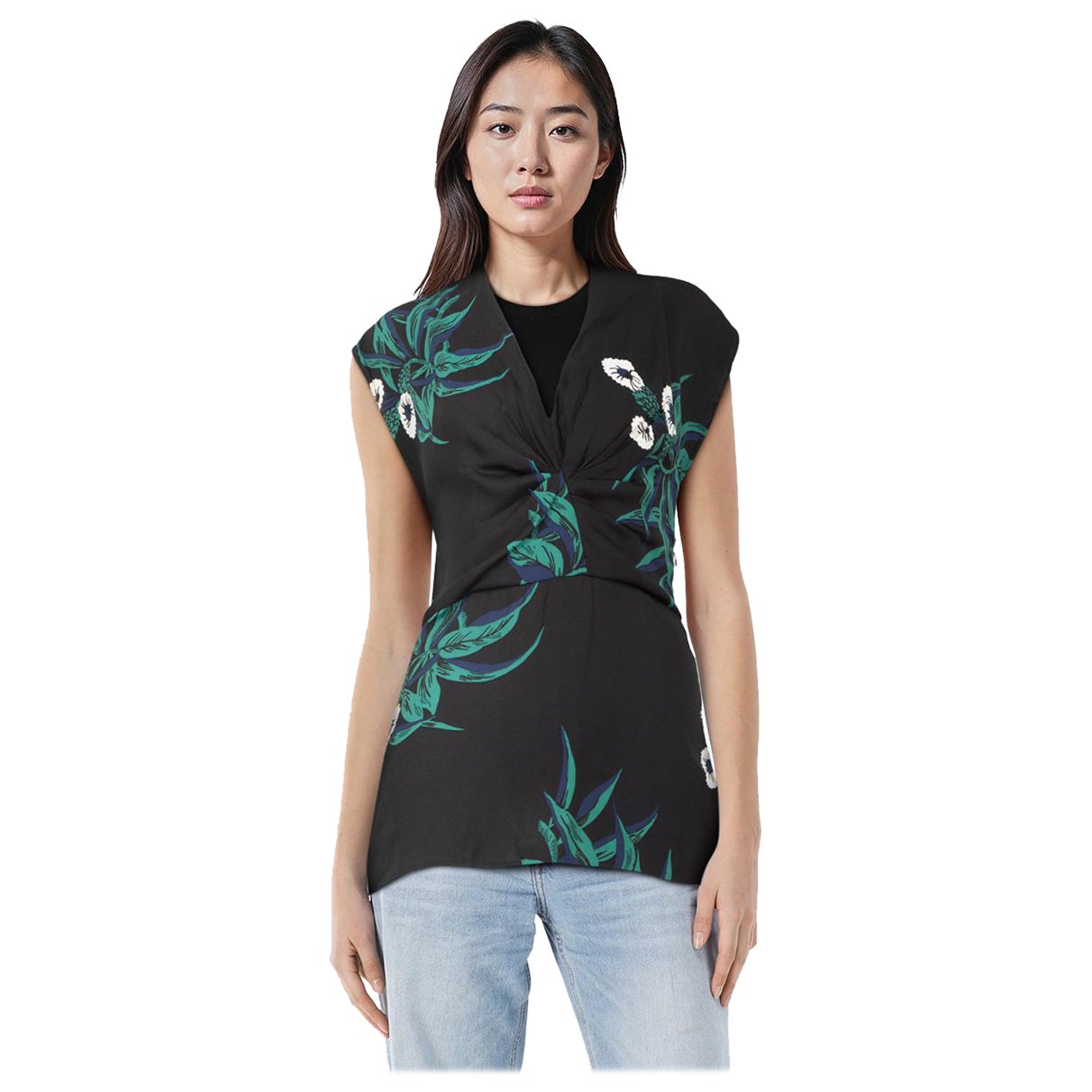 Marni Floral Pattern V Neck Top Size S im Angebot