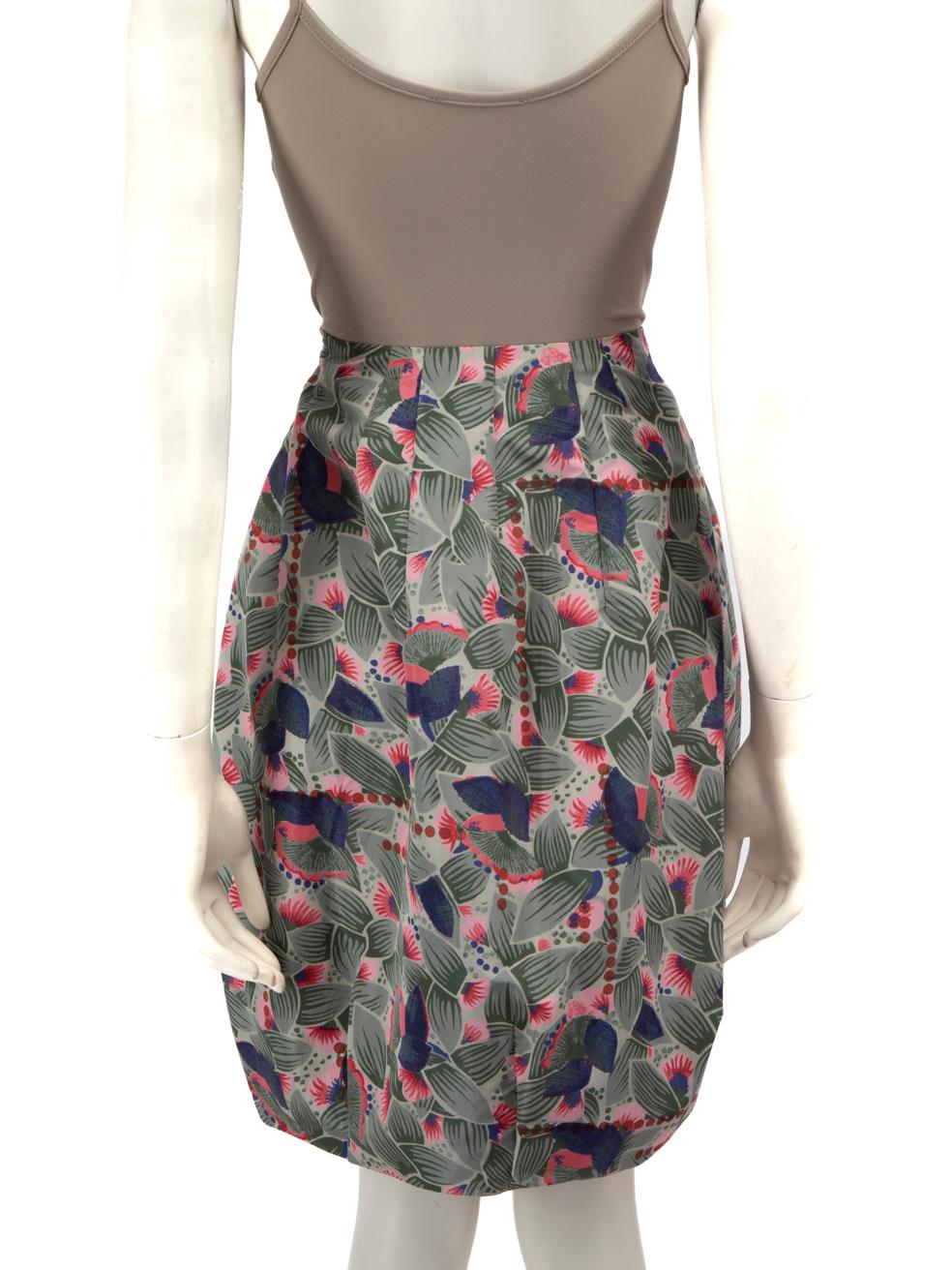 Gray Marni Floral Print Full Skirt Size S