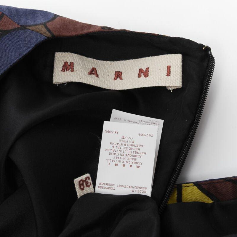MARNI floral print wool silk crepe patch pocket boxy A-line dress IT38 XS For Sale 6