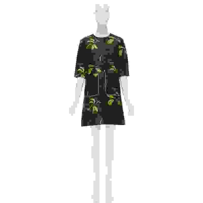 MARNI floral print wool silk crepe patch pocket boxy A-line dress IT38 XS For Sale 7