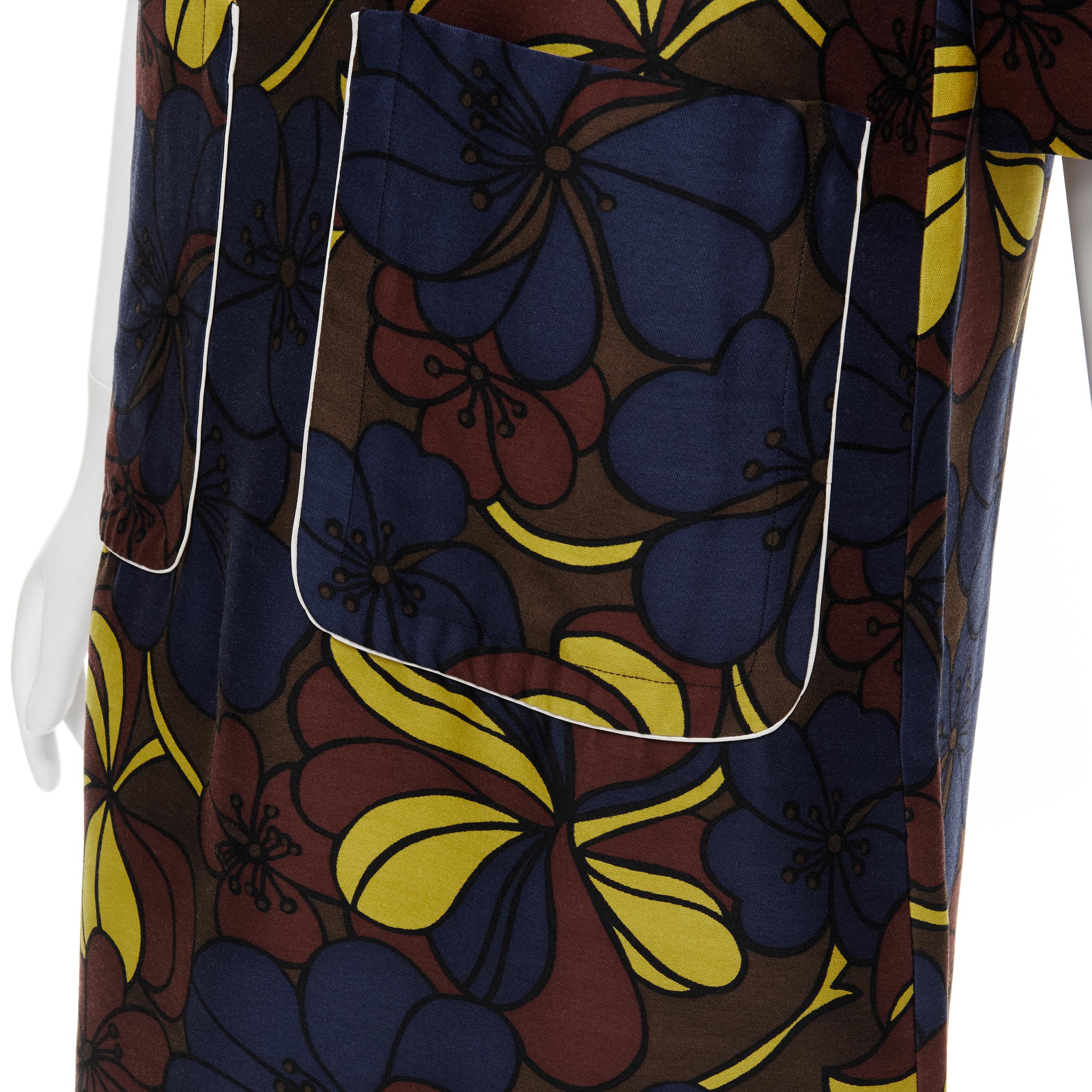 MARNI floral print wool silk crepe patch pocket boxy A-line dress IT38 XS 
Reference: CELG/A00178 
Brand: Marni 
Material: Wool 
Color: Brown 
Pattern: Floral 
Closure: Zip 
Made in: Italy 

CONDITION: 
Condition: Excellent, this item was pre-owned