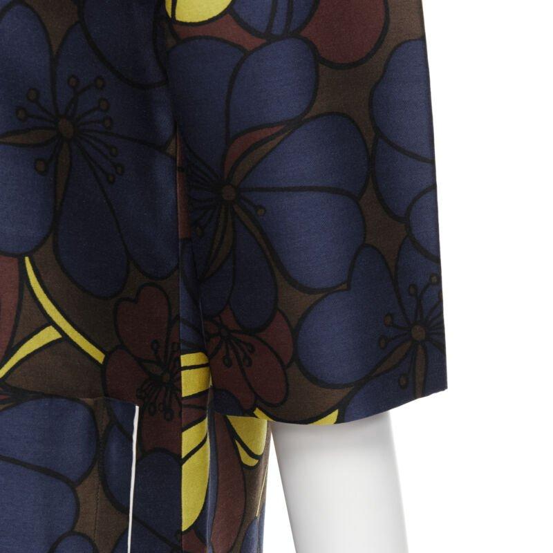 MARNI floral print wool silk crepe patch pocket boxy A-line dress IT38 XS For Sale 4