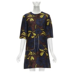 MARNI abito boxy A-line in crepe di lana e seta con stampa floreale e tasche applicate IT38 XS