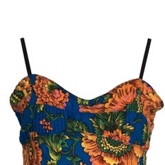 Top a canotta Marni con stampa floreale in seta multicolore