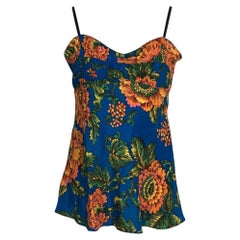 Top a canotta Marni con stampa floreale in seta multicolore