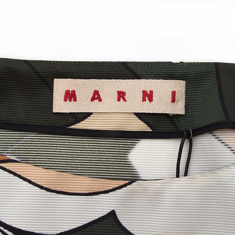 MARNI forest green beige silk FLORAL Blouse Shirt 38 XS In Excellent Condition In Zürich, CH