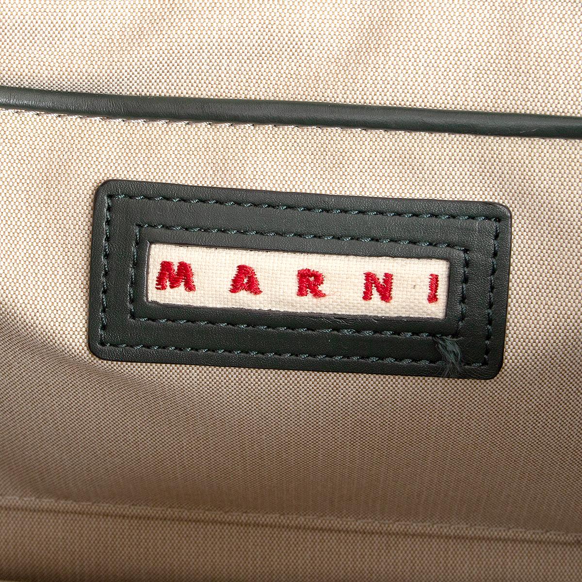 Black MARNI forest green leather TRUNK LARGE Shoulder Bag