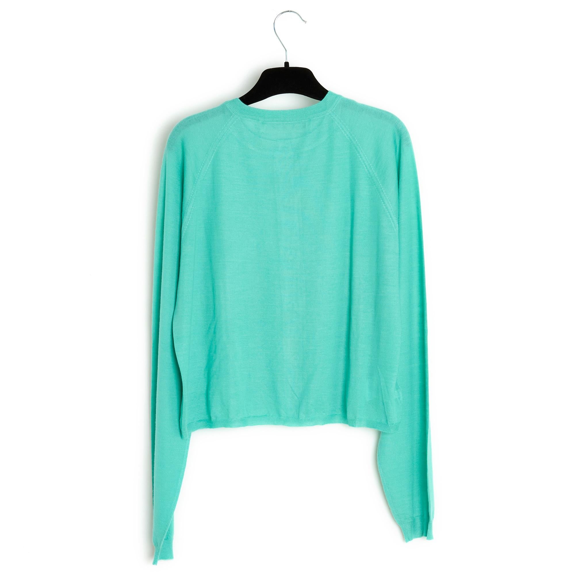 Women's or Men's Marni FR40 Cardigan light cashmere lagoon green cardigan US10 For Sale