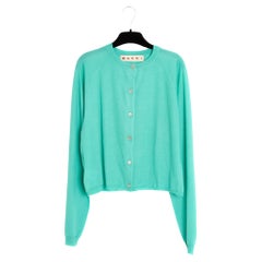 Marni FR40 Cardigan vert lagon en cachemire clair taille US 10