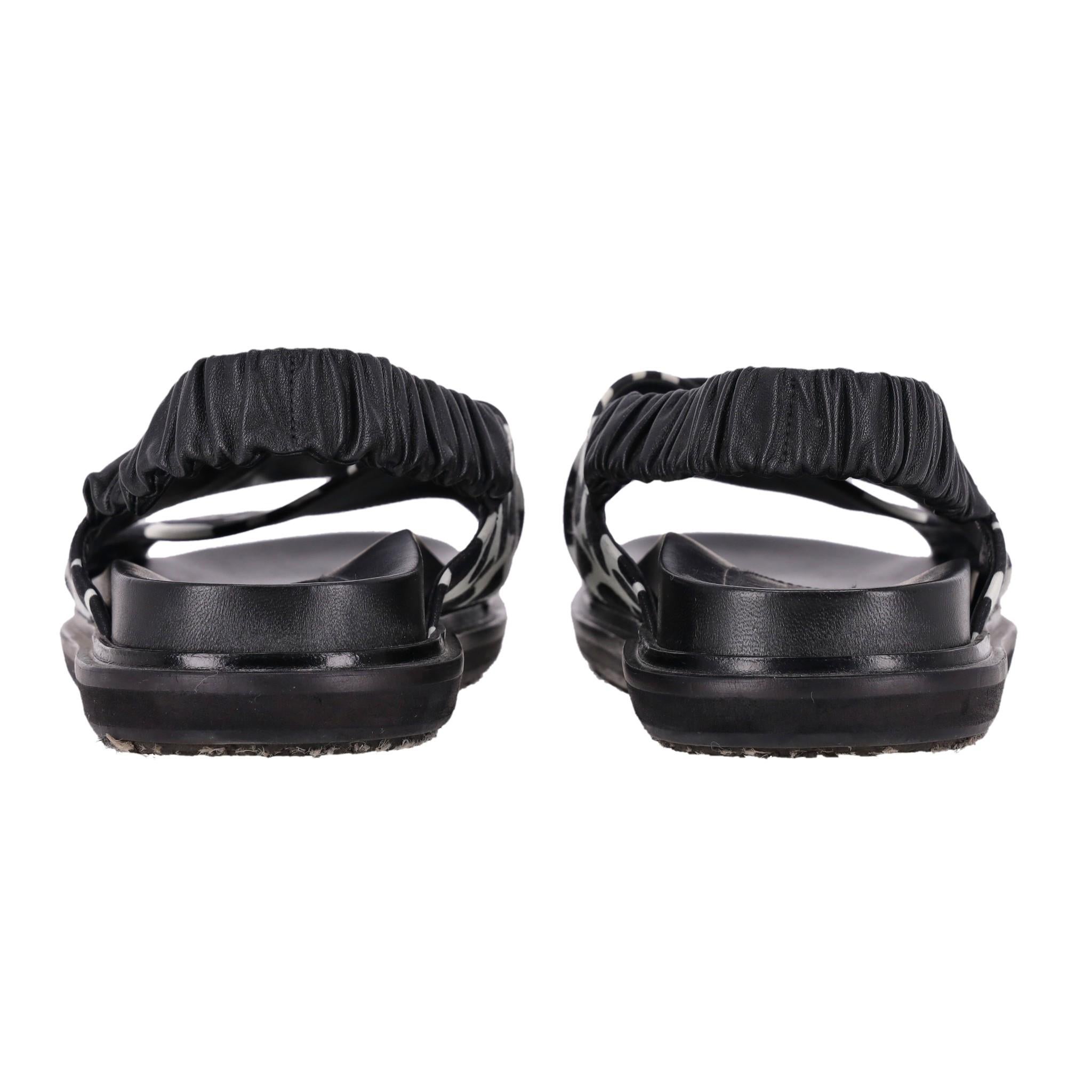 Women's Marni Fussbett Animal Print Leather Sandals For Sale