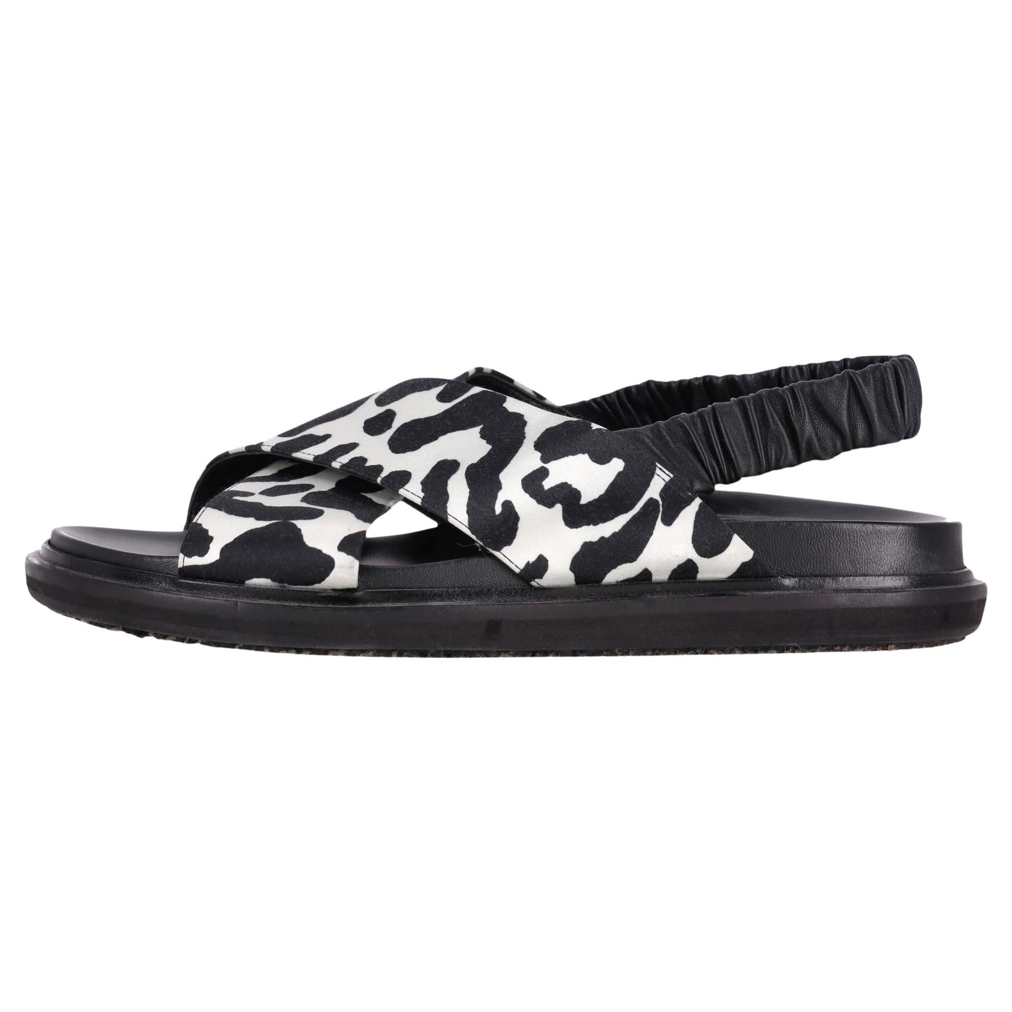 Marni Fussbett Animal Print Leather Sandals For Sale