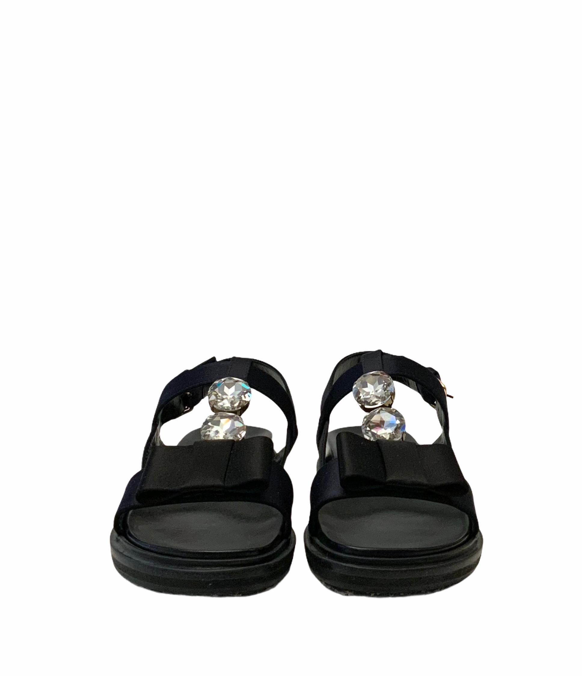 Marni Fussbett Sandalias Adornadas con Cristales Negro