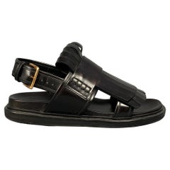 MARNI Fussbett Size 8 Black Leather Fringed Sandals