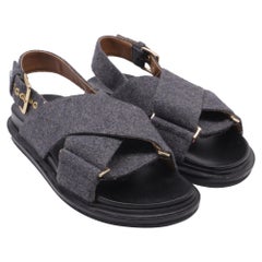 Marni Fussbett Slingback Sandals in Grey Wool