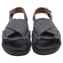 Marni Fussbett Slingback Sandals in Grey Wool
