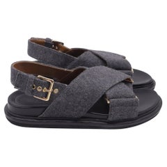 Marni Fussbett Slingback Sandals in Grey Wool