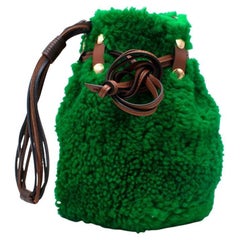 Marni Garden Green Shearling Bucket Bag 