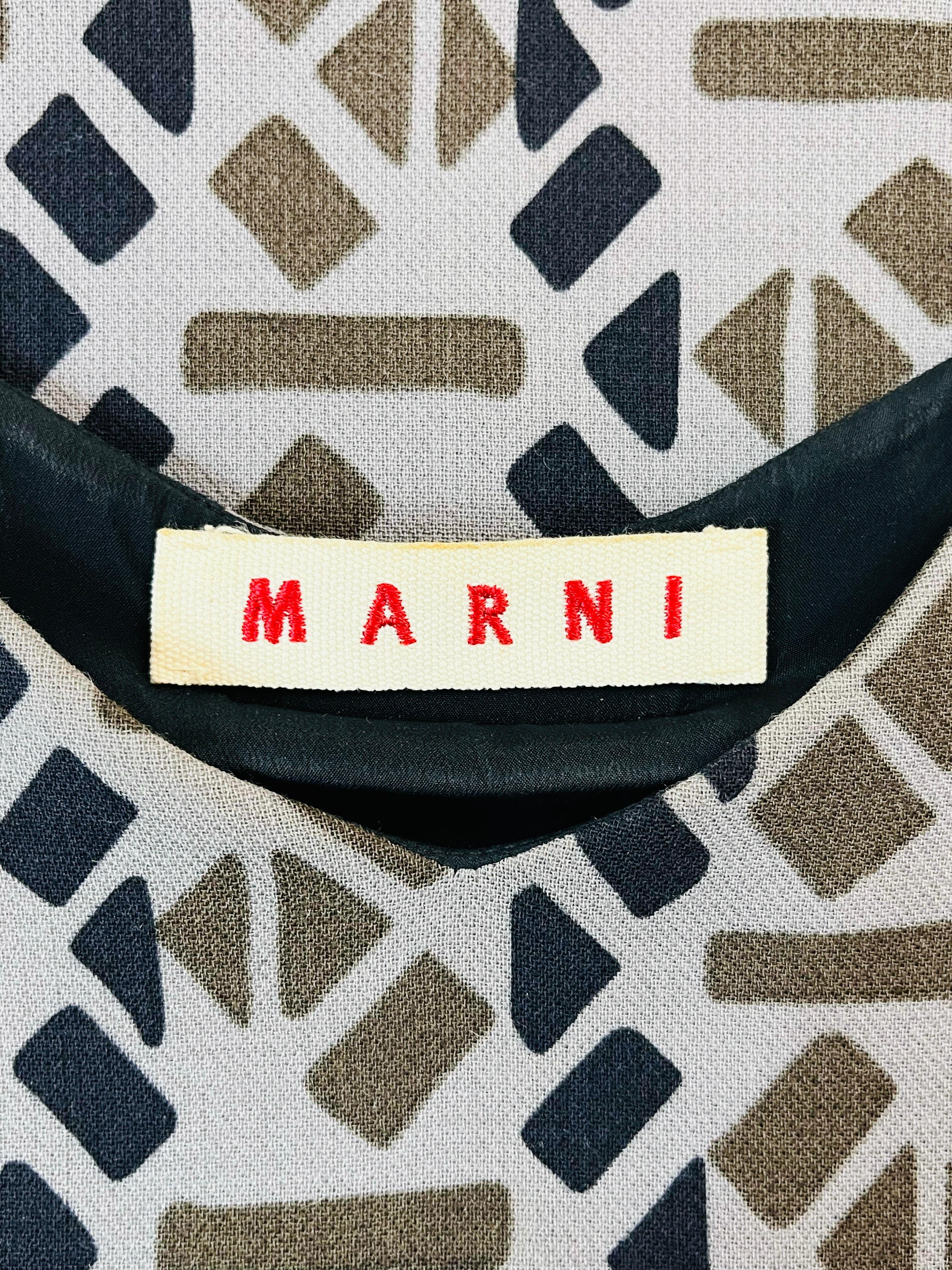 Marni Geometric Print Wool Top For Sale 1
