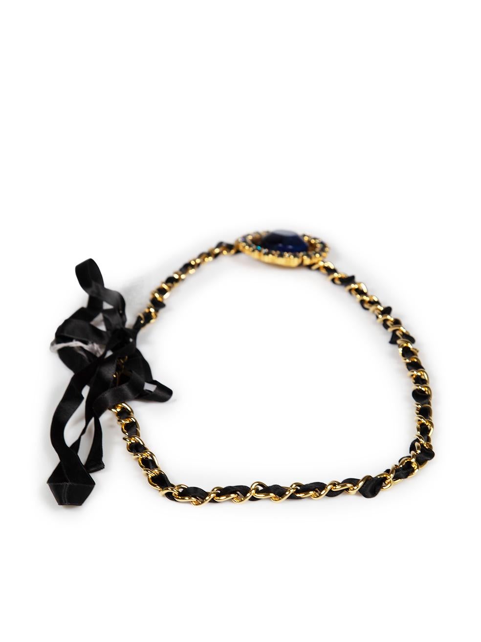 Marni Gold Embellished Chain Ribbon Tie Belt In Excellent Condition For Sale In London, GB