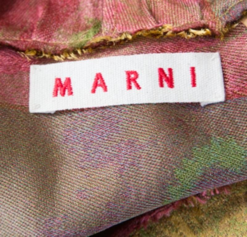 Marni jacquard floral dorado Detalle deshilachado Top de manga casquillo S en Bueno estado para la venta en Dubai, Al Qouz 2