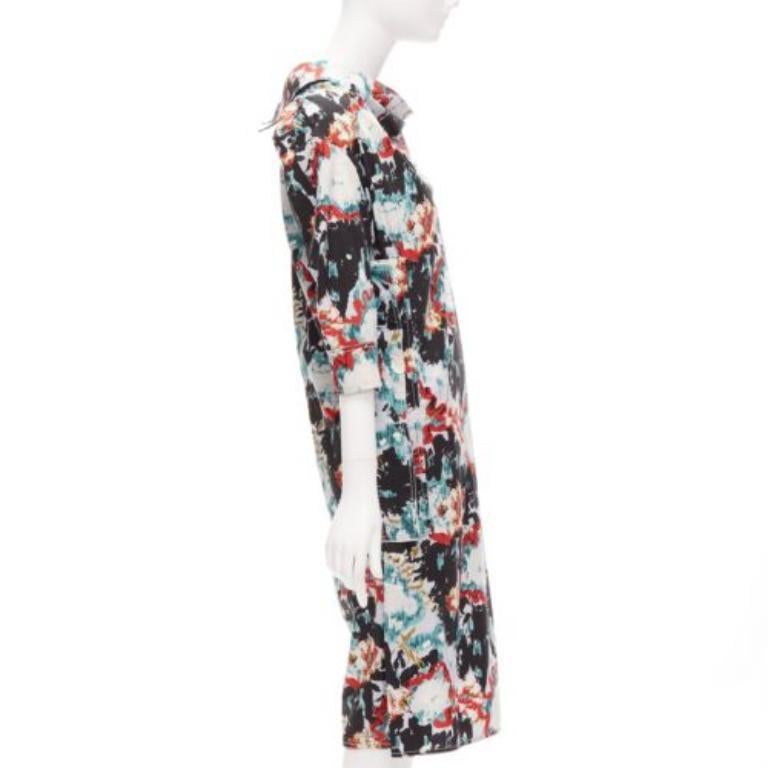 MARNI graphic splash paint print cotton oriental cut dress IT36 XS In Excellent Condition For Sale In Hong Kong, NT