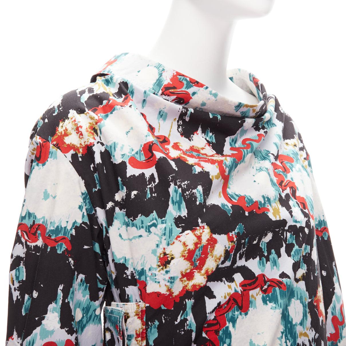 MARNI graphic splash paint print cotton oriental cut dress IT36 XS For Sale 1