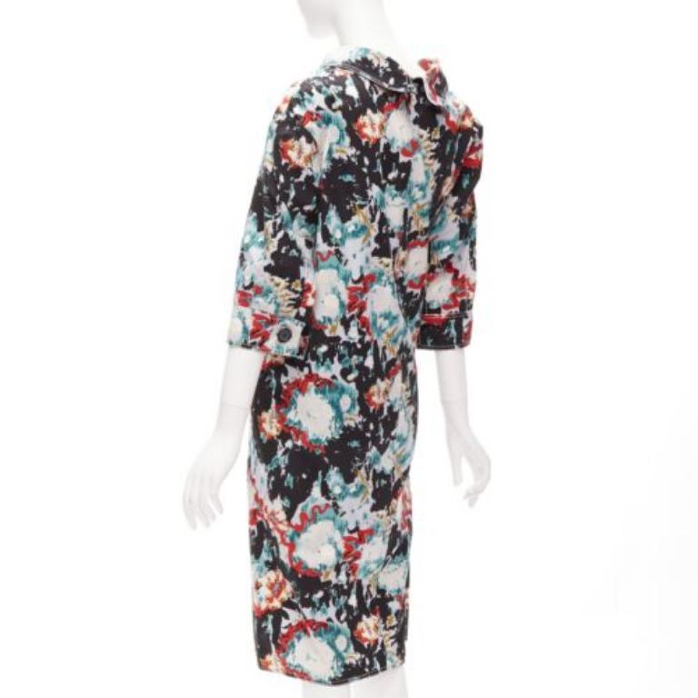 MARNI graphic splash paint print cotton oriental cut dress IT36 XS For Sale 1
