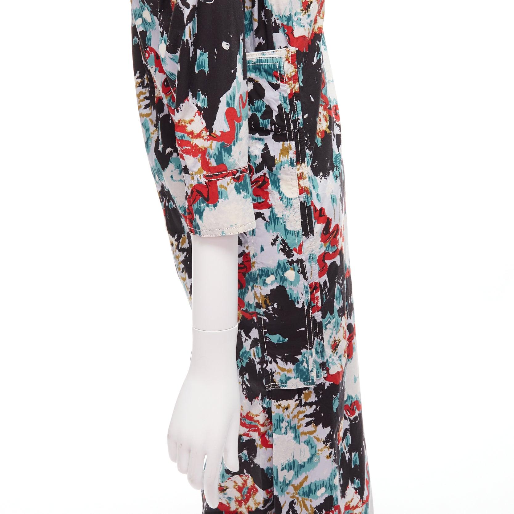 MARNI graphic splash paint print cotton oriental cut dress IT36 XS For Sale 2