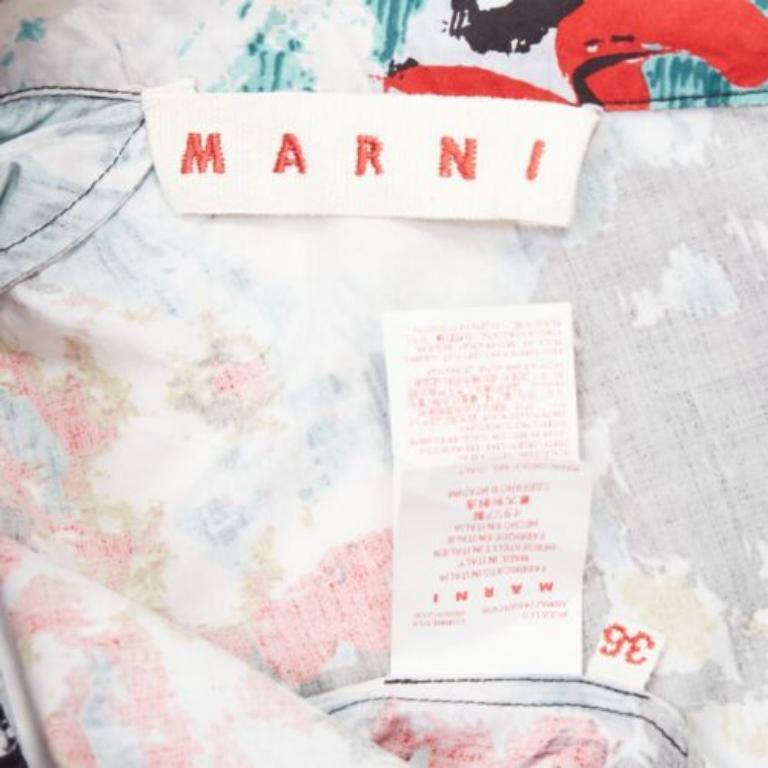 MARNI graphic splash paint print cotton oriental cut dress IT36 XS For Sale 3